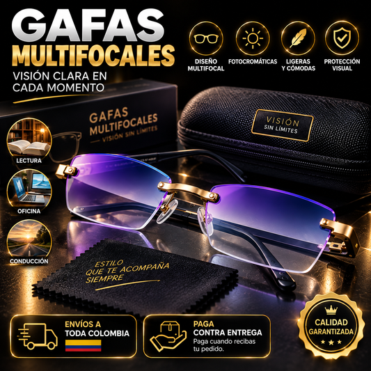 GAFAS MULTIFOCALES INTELIGENTES TR90 CON ZOOM AUTOMÁTICO, PROTECIÓN DE LUZ AZUL Y EFECTO FOTOCROMÁTICO